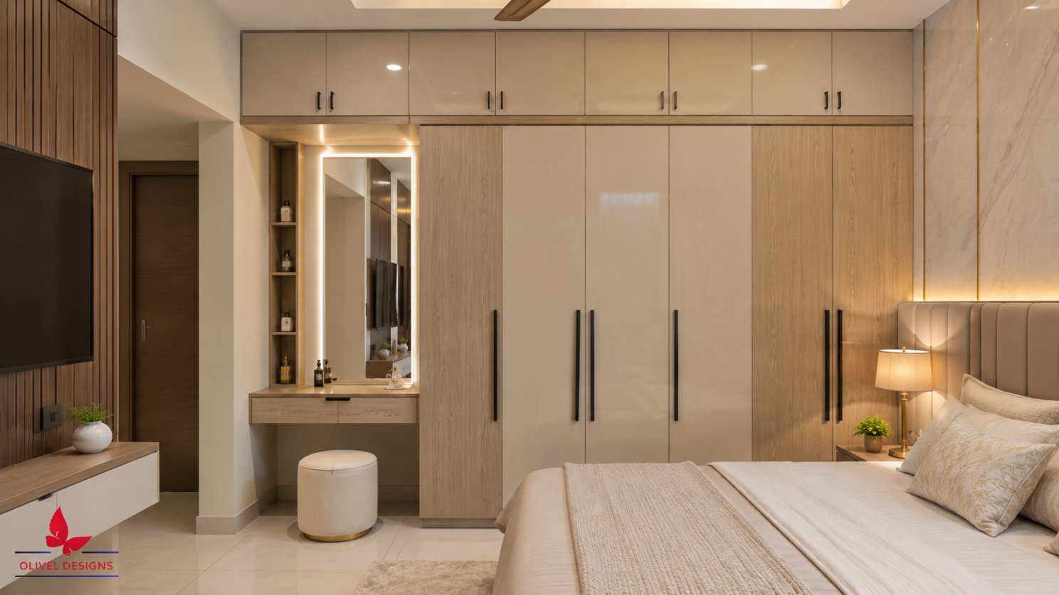 Bedroom wardrobe and storage interior work in Chennai